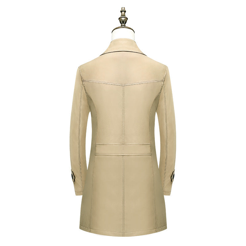 Herren Klassischer Trenchcoat mit karierter Innenfutter und Wetterschutz Drune