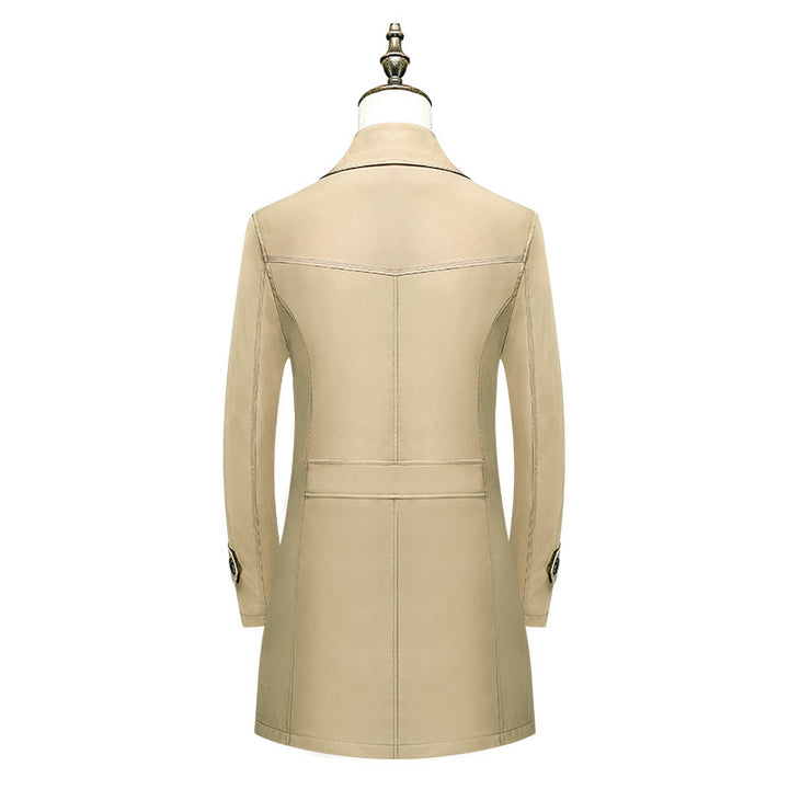Herren Klassischer Trenchcoat mit karierter Innenfutter und Wetterschutz Drune