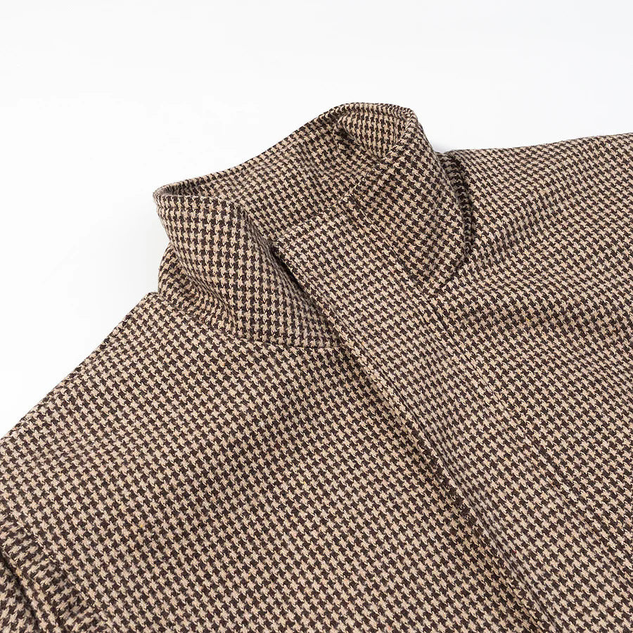 Damen nan leichte Hahnentritt-Übergangsjacke mit hohem Stehkragen, elastischem Saum und verdecktem Reißverschluss Drune