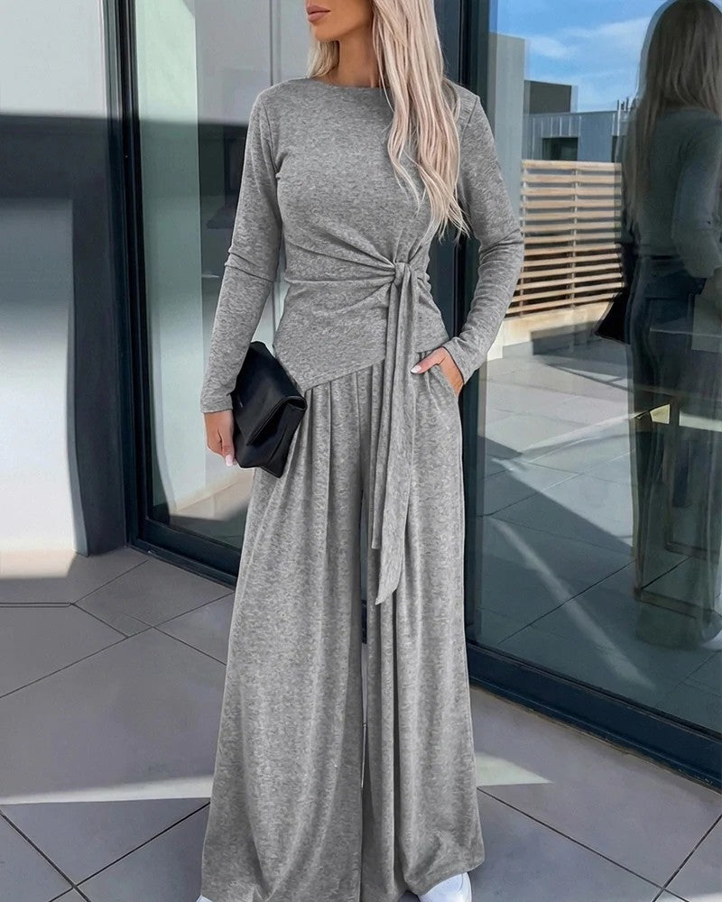 Damen Elegantes Wickeloberteil mit weitem Hosen Drune