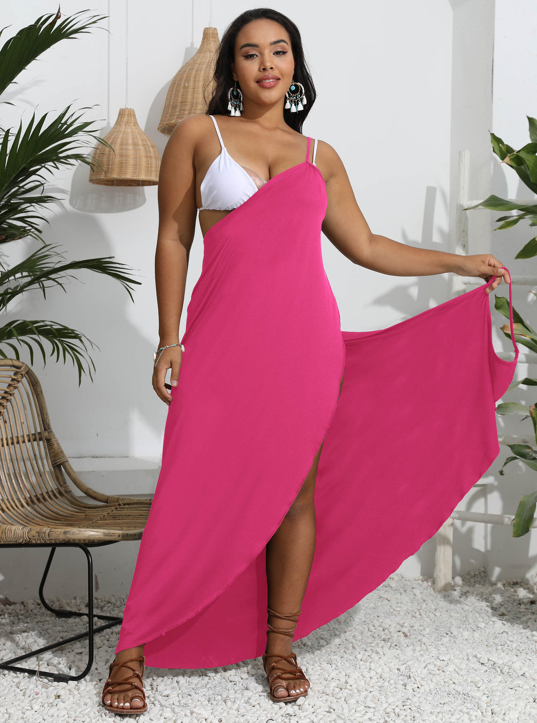Damen Maxi-Kleid mit angesagtem Wickeldesign Drune