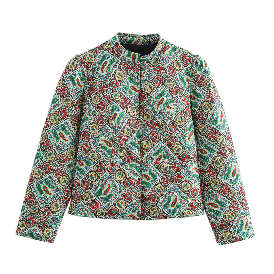 Damen modische Steppjacke mit einzigartigem Musterdruck Drune