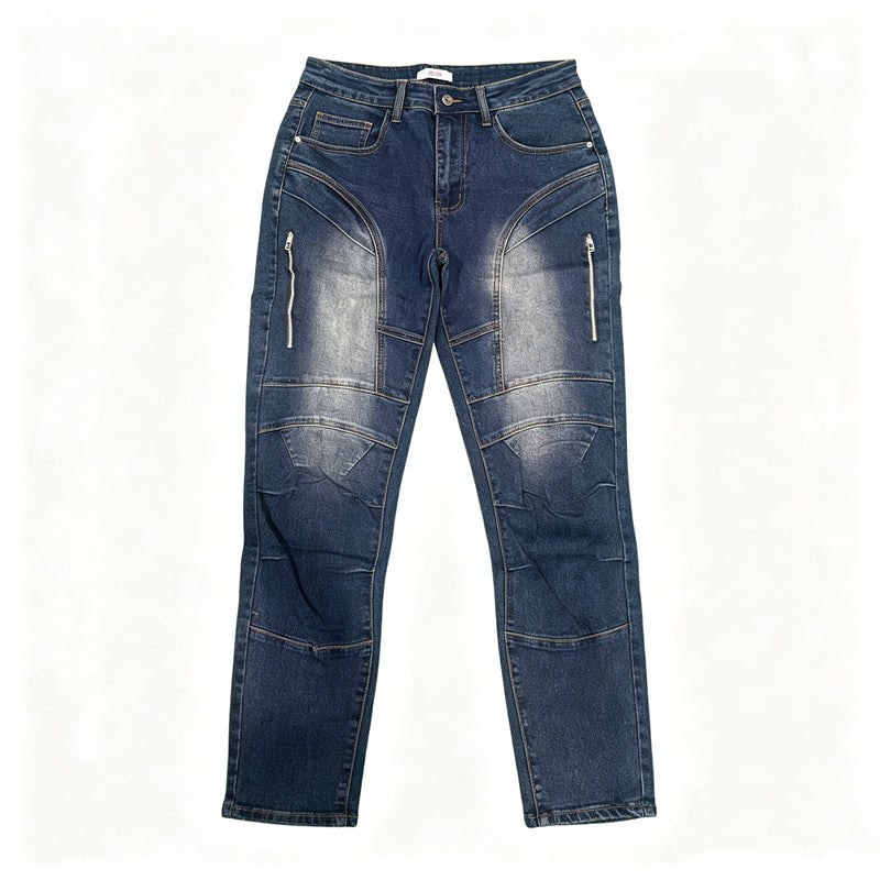 Herren Modische Cargo-Jeans mit Reißverschluss Drune