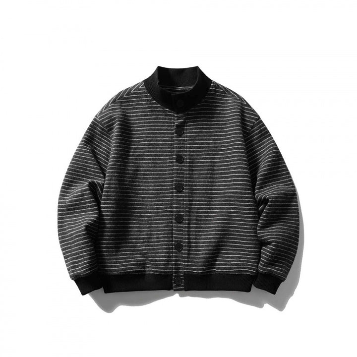 Unisex Kastenförmige Strickjacke im Blousonstil mit Stehkragen und Knopfleiste Drune