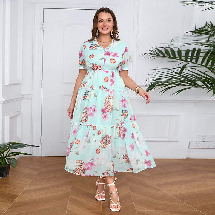 Damen Sommerliches Maxikleid mit fließendem Schnitt und gesticktem Blumenmotiv Drune