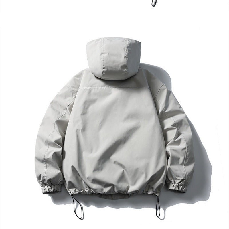 Unisex Wasserdichte technische Kapuzenjacke mit Mehrfach‑Taschen und verstellbarem Saum Drune