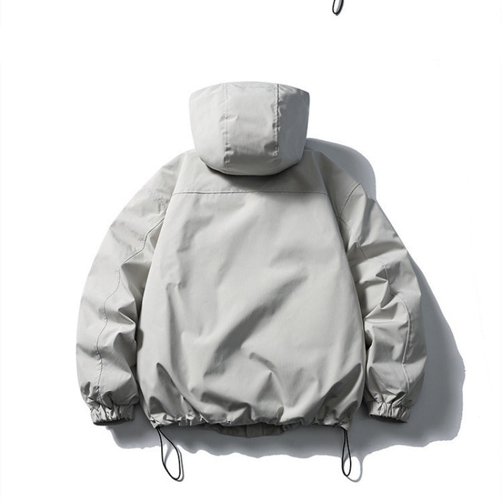 Unisex Wasserdichte technische Kapuzenjacke mit Mehrfach‑Taschen und verstellbarem Saum Drune