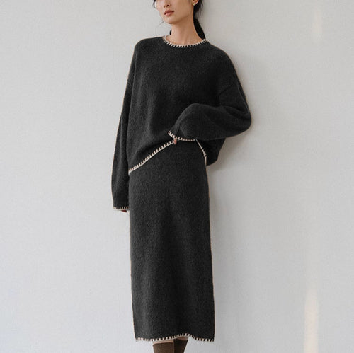 Damen kuscheliges Strickensemble mit eleganten Details Drune