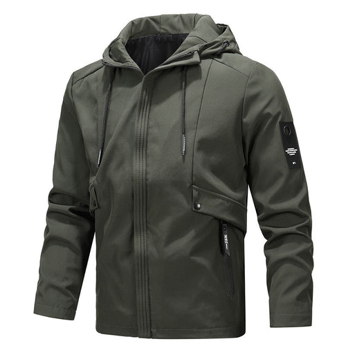 Herren Urbaner Softshell-Blouson mit Kapuzenkragen, winddichter Membran und Druckknopf-Taschenelementen Drune