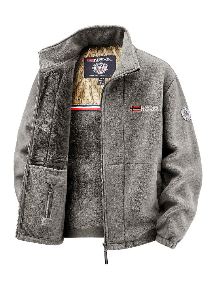 Damen Thermo-Fleecejacke mit wärmendem Teddyfutter, Stehkragen und Reißverschlusstaschen Drune