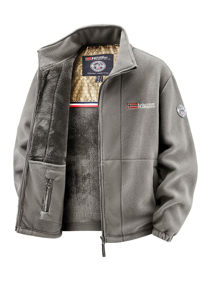 Damen Thermo-Fleecejacke mit wärmendem Teddyfutter, Stehkragen und Reißverschlusstaschen Drune