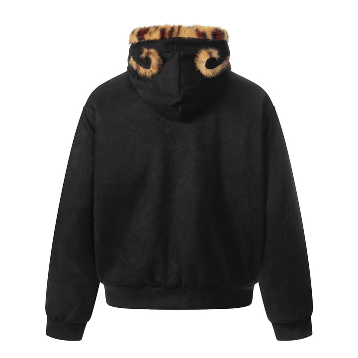 Damen Kuscheliger Samt‑Bomber mit leo‑gefüttertem Kragen und elastischem Saum Drune