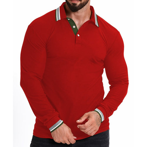 Herren Langarm-Polohemd mit Kontrastkragen und gerippten Bündchen Drune
