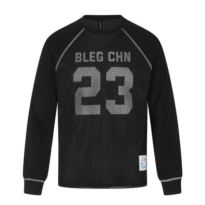 Herren Sportives Mesh-Layer Rundhals‑Sweatshirt mit Raglanärmeln und Front‑Print Drune