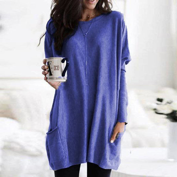 Damen nan oversized Longshirt mit Kontrastblock und aufgesetzten Taschen Drune