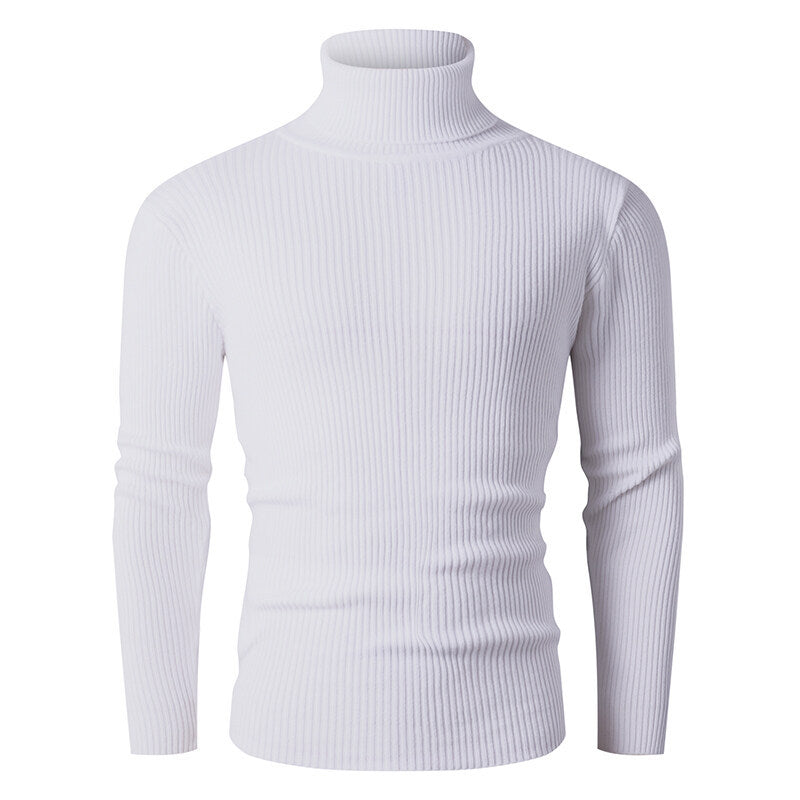 Herren nan taillierter Rippen-Strick Rollkragenpullover Slim Fit Drune