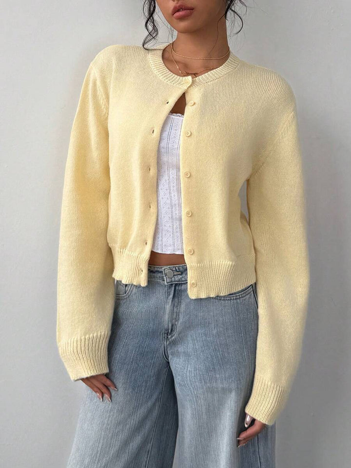 Damen lässige Strickjacke mit Knöpfen Drune