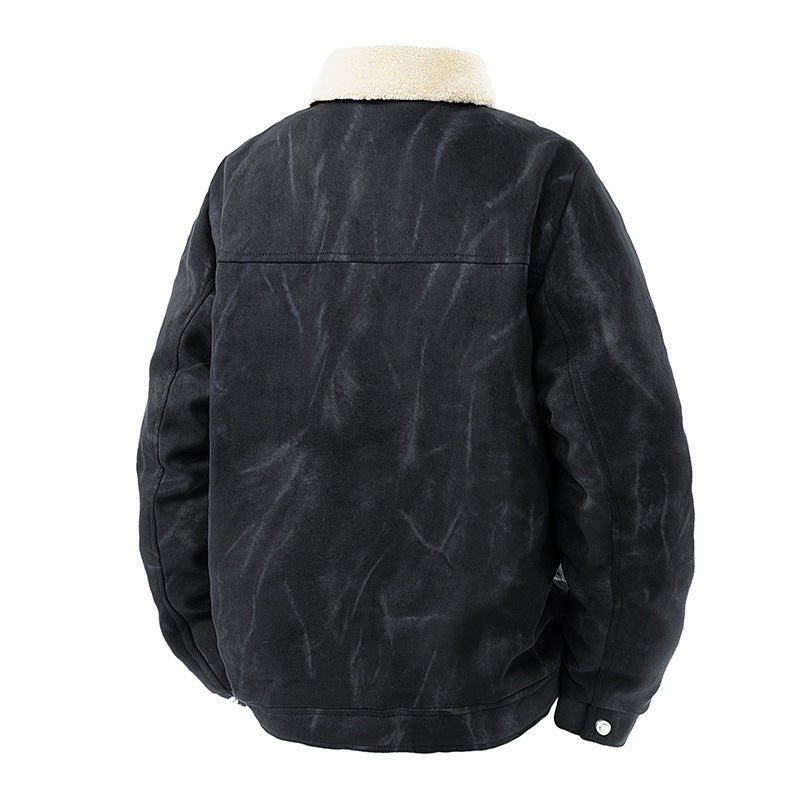Herren Lässige Jeansjacke mit warmem Futter Drune