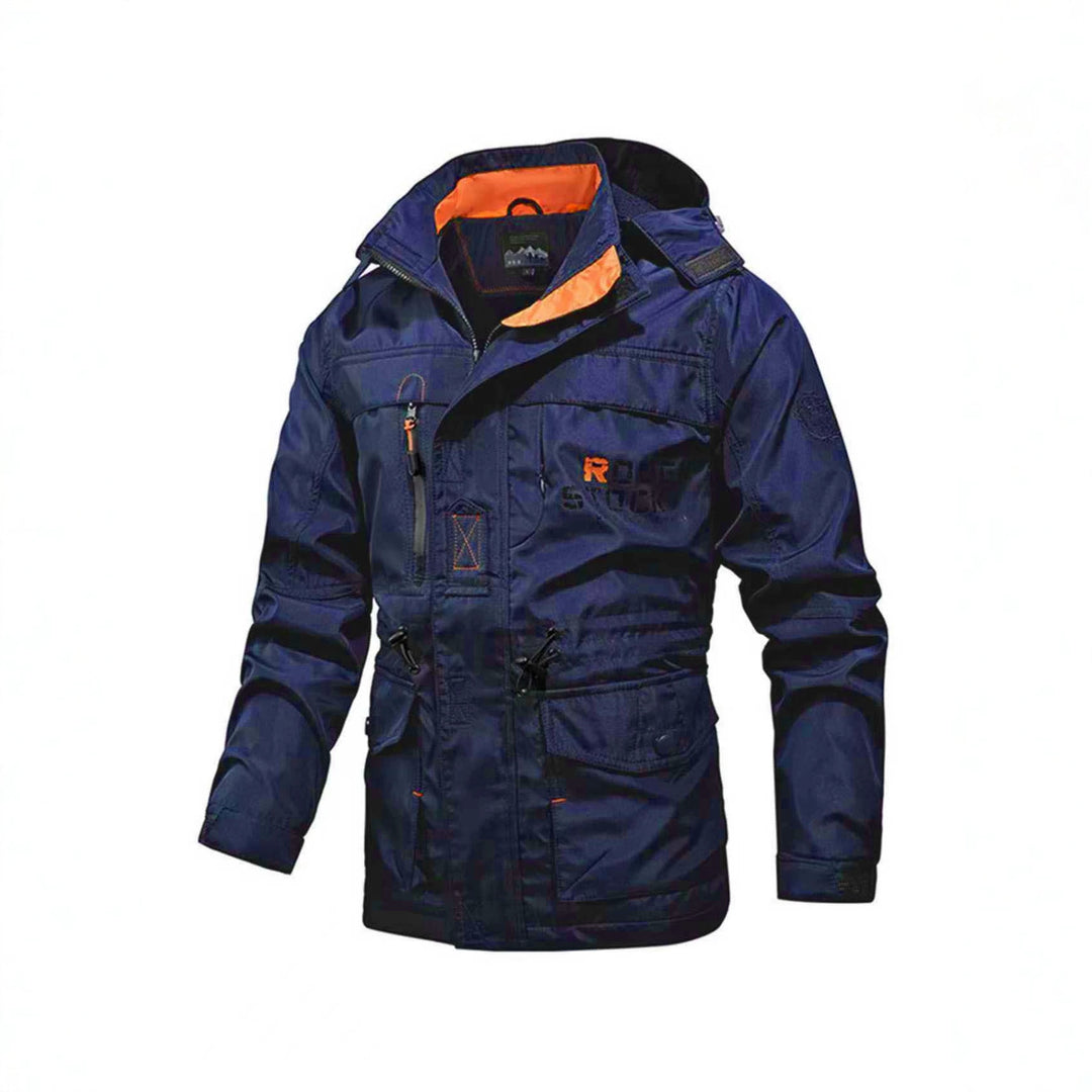 Herren Technische Fieldjacke mit Kapuze, Multifunktionstaschen und verstellbarem Taillenzug Drune