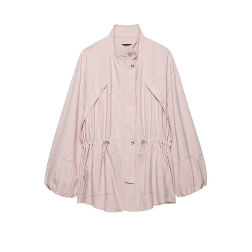 Damen Wasserabweisende Oversize-Parka mit Taillenraffung und Ballonärmeln Drune