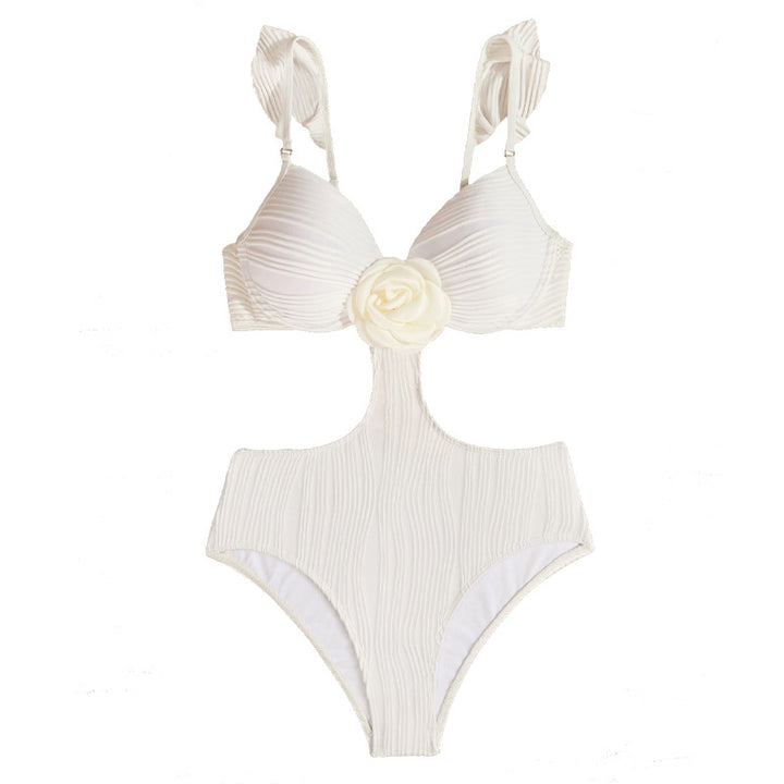 Damen Einteiler Badeanzug mit floralem Design und raffinierten Cut-Out Drune