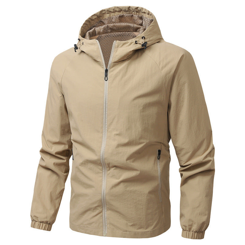 Herren Leichte Funktionsjacke mit verstellbarem Kapuzenkragen Drune