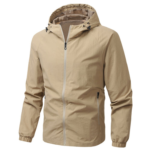 Herren Leichte Funktionsjacke mit verstellbarem Kapuzenkragen Drune