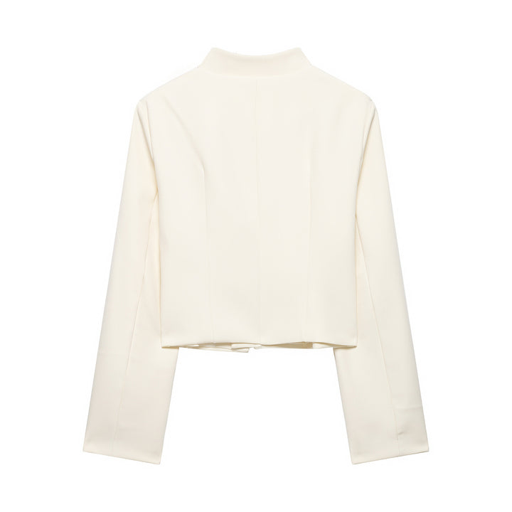 Damen Kurze Blazerjacke mit Stehkragen und Knotenverschlüssen Drune