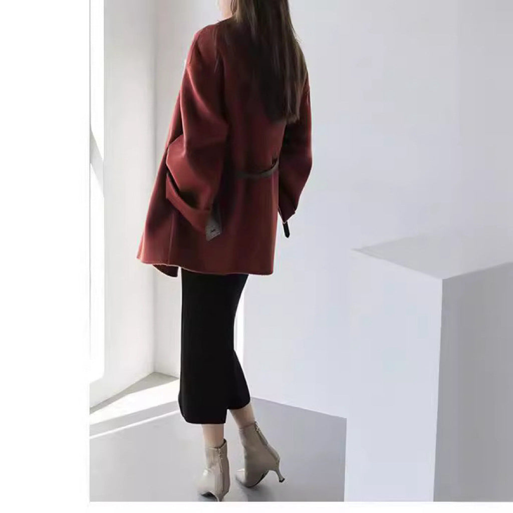 Damen Modischer und eleganter Mantel mit Gürtel Drune