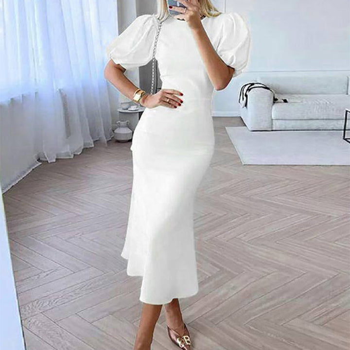 Damen Maxikleid mit voluminösen Ärmeln und figurbetontem Schnitt Drune