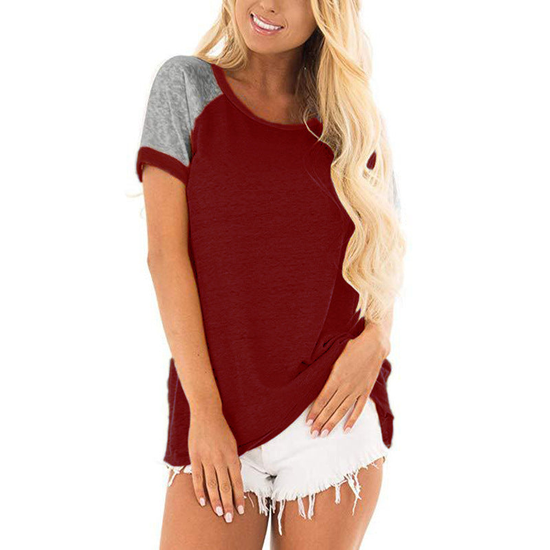 Damen lässiges Raglan T-Shirt mit Kontrastärmeln Drune