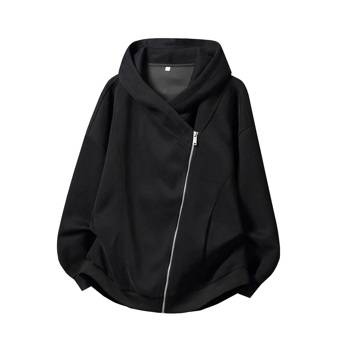 Damen Oversize Kapuzenjacke mit asymmetrischem Reißverschluss und markanten Nahtdetails Drune