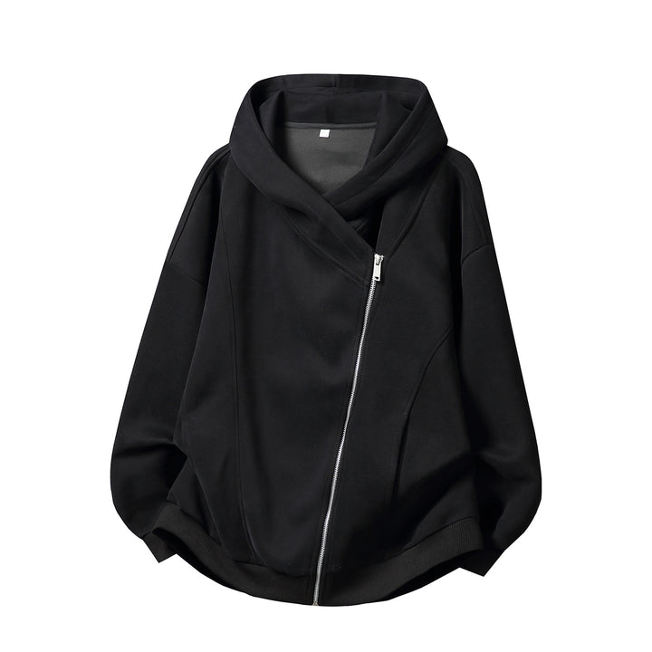 Damen Oversize Kapuzenjacke mit asymmetrischem Reißverschluss und markanten Nahtdetails Drune
