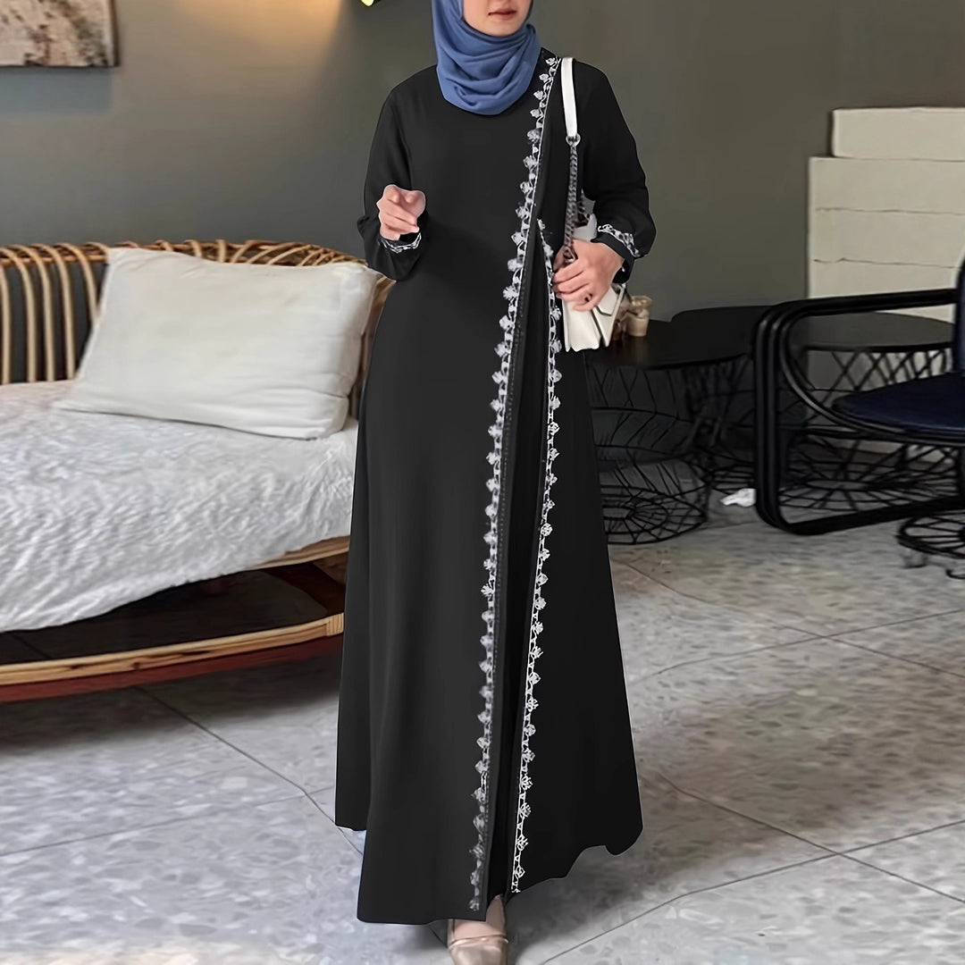 Damen elegantes Maxikleid mit aufwendiger Stickerei Drune