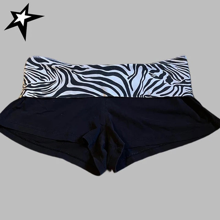 Damen Sportliche Shorts mit modischem Zebra-Muster Drune