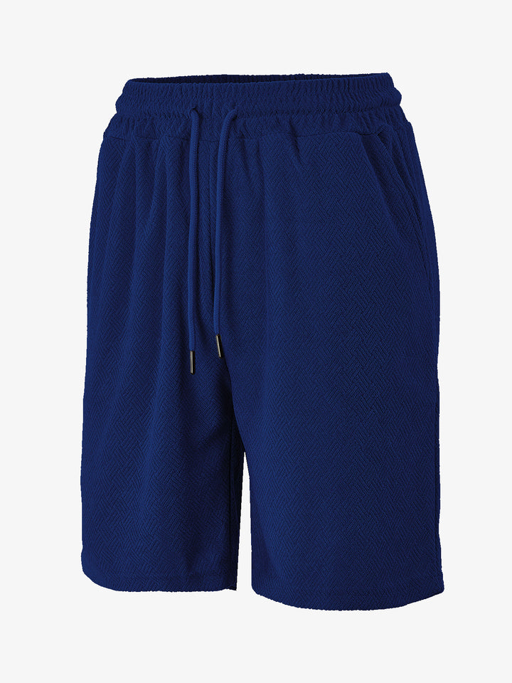 Herren nan Frottee-Shorts mit Fischgrätstruktur, elastischem Kordelbund und Seitentaschen Drune