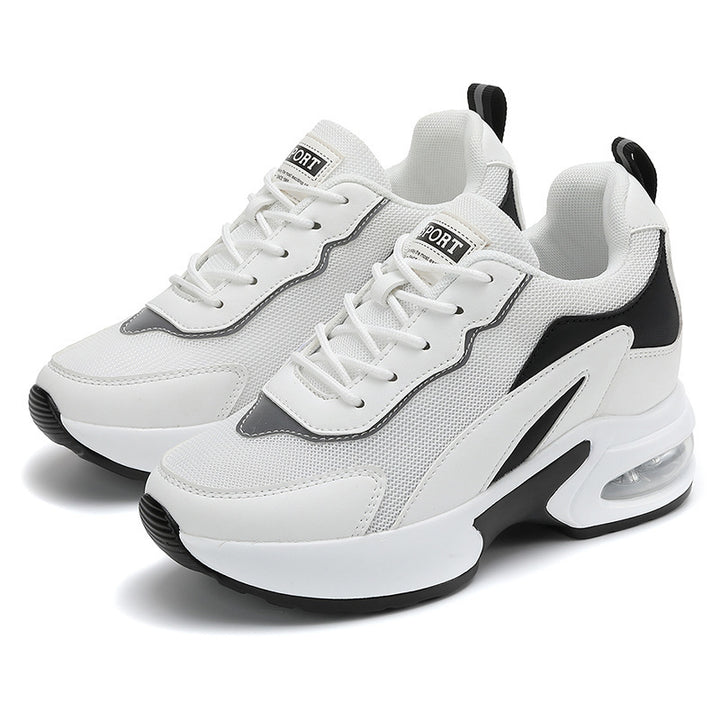 Damen nan luftgepolsterte Plateau-Sneaker mit sichtbarer Fersenluftkapsel und atmungsaktivem Mesh Drune