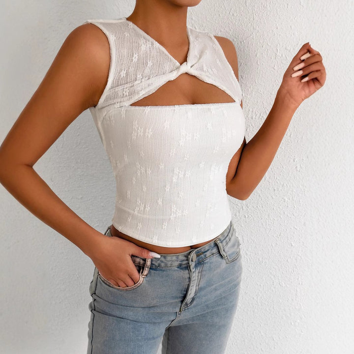 Damen Cut-Out Top mit geknotetem Design Drune