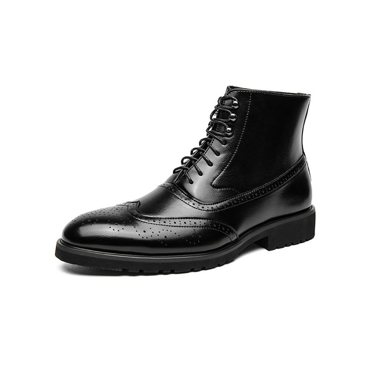 Herren klassische Brogue-Schnürstiefelette mit perforiertem Wingtip und griffiger Gummisohle Drune
