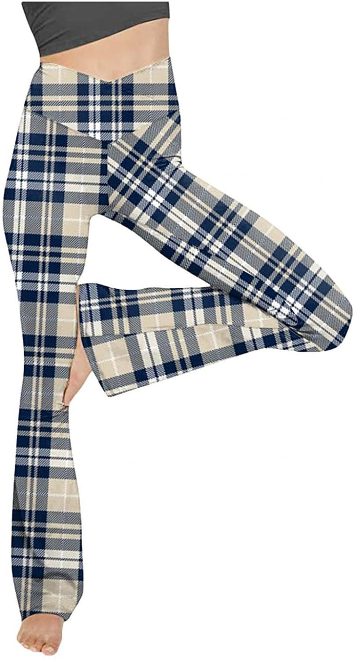 Damen nan taillenhohe Yogahose mit überkreuztem Bund und ausgestelltem Saum mit Schlitz Drune