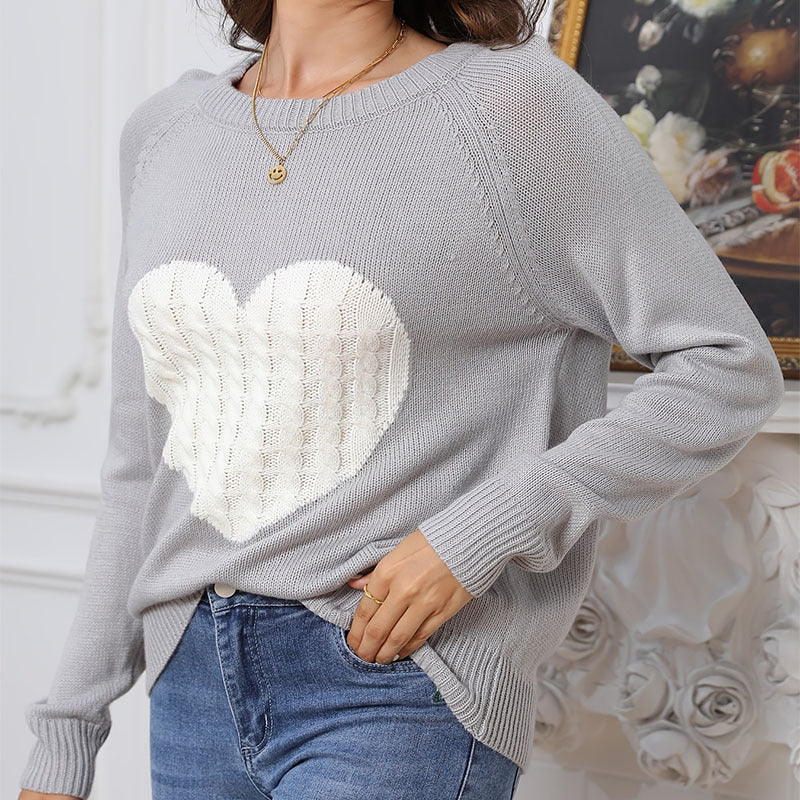 Damen Strickpullover mit Herzmotiv und feiner Struktur Drune