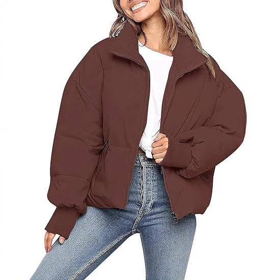 Damen Gesteppte Kurzjacke mit Stehkragen, wattierter Füllung und elastischen Bündchen Drune