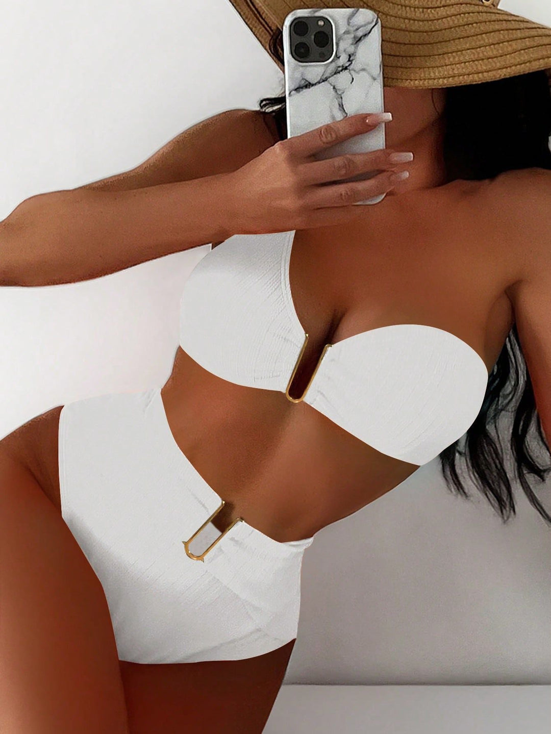 Damen High-Waist Bikini mit geschmackvollem Goldakzent Drune