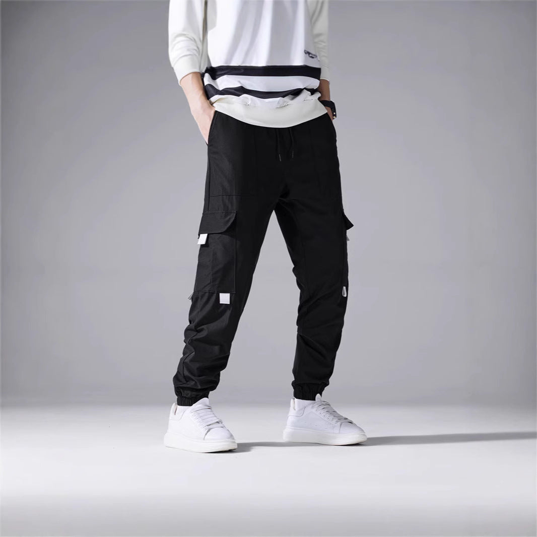 Herren Utility-Cargohose im Joggerstil mit Tunnelzugbund, elastischen Beinabschlüssen & Mehrfachtaschen Drune