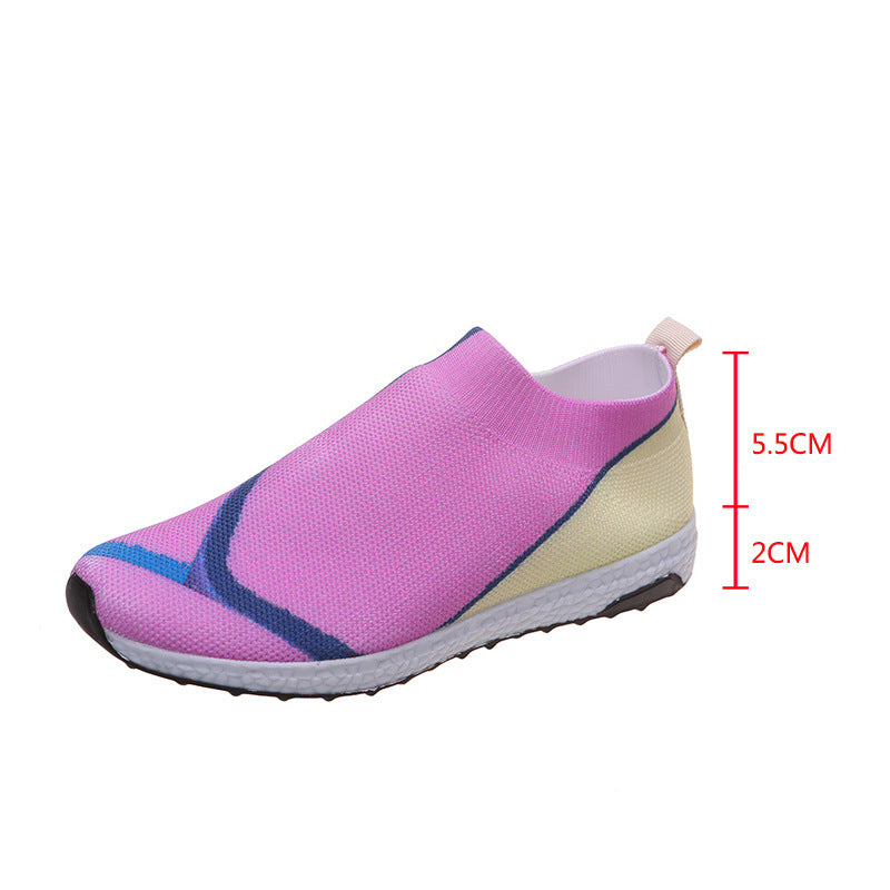 Damen Leichte Strick-Slipper-Sneaker ohne Schnürung mit atmungsaktivem Mesh und gedämpfter Plateausohle Drune