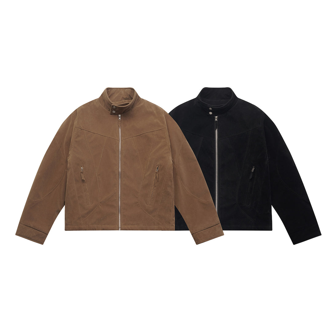 Herren Kurzblouson aus Velours‑Suede mit hohem Kragen und ergonomischer Nahtführung Drune