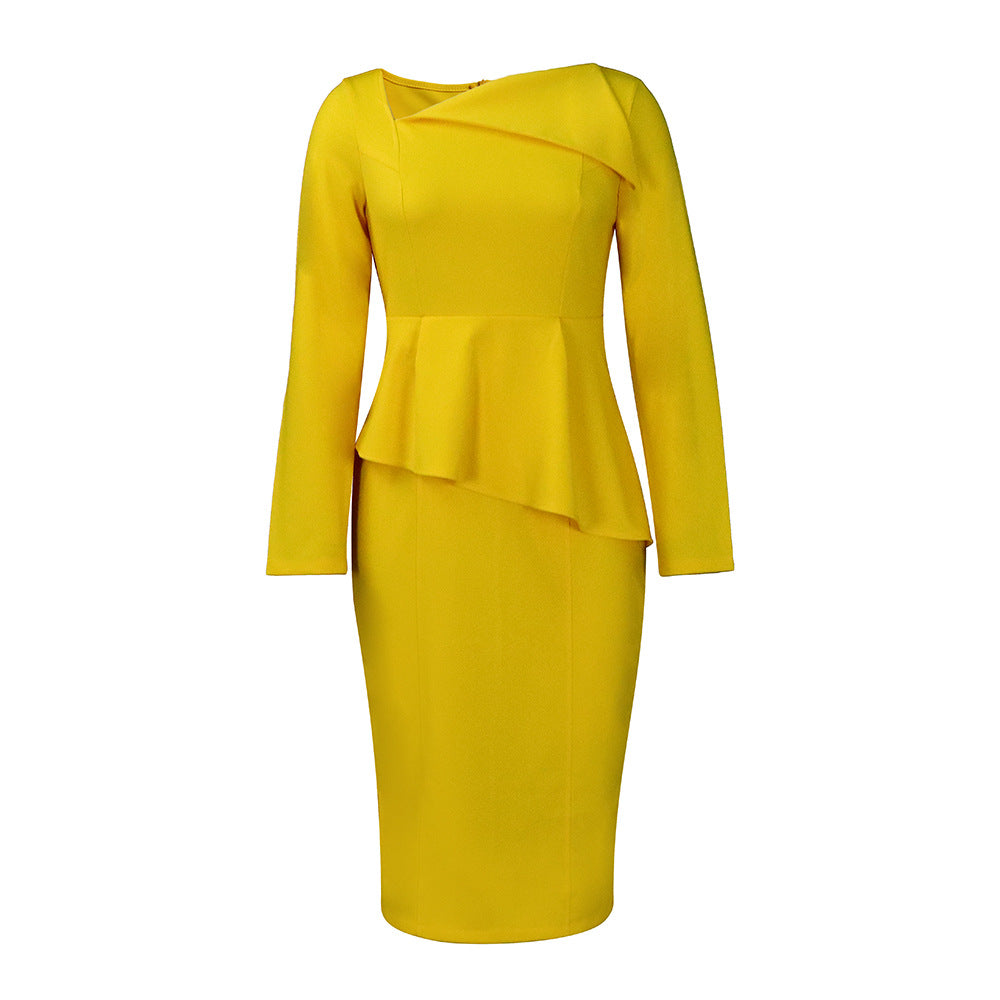 Damen Etuikleid mit schickem Peplum-Saum und eleganter Schulterpartie Drune
