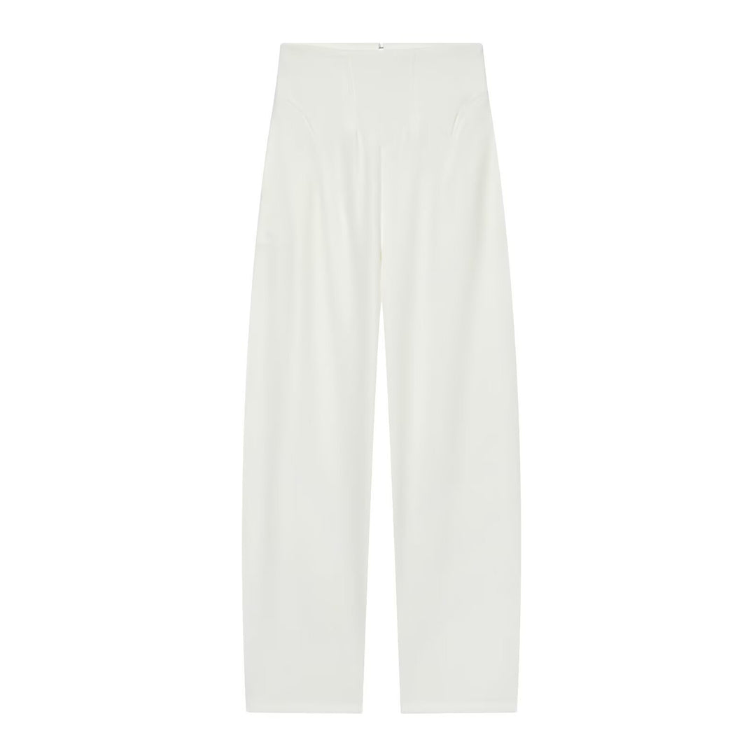 Damen Elegantes zweiteiliges Anzugset mit kastenlosem Blazer und High‑Waist Weitbein‑Hose Drune