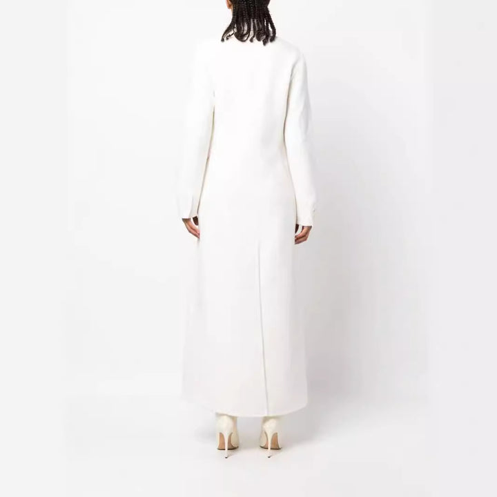 Damen Doppelreihiger Maxi-Mantel aus Wollmix mit tailliertem Schnitt Drune