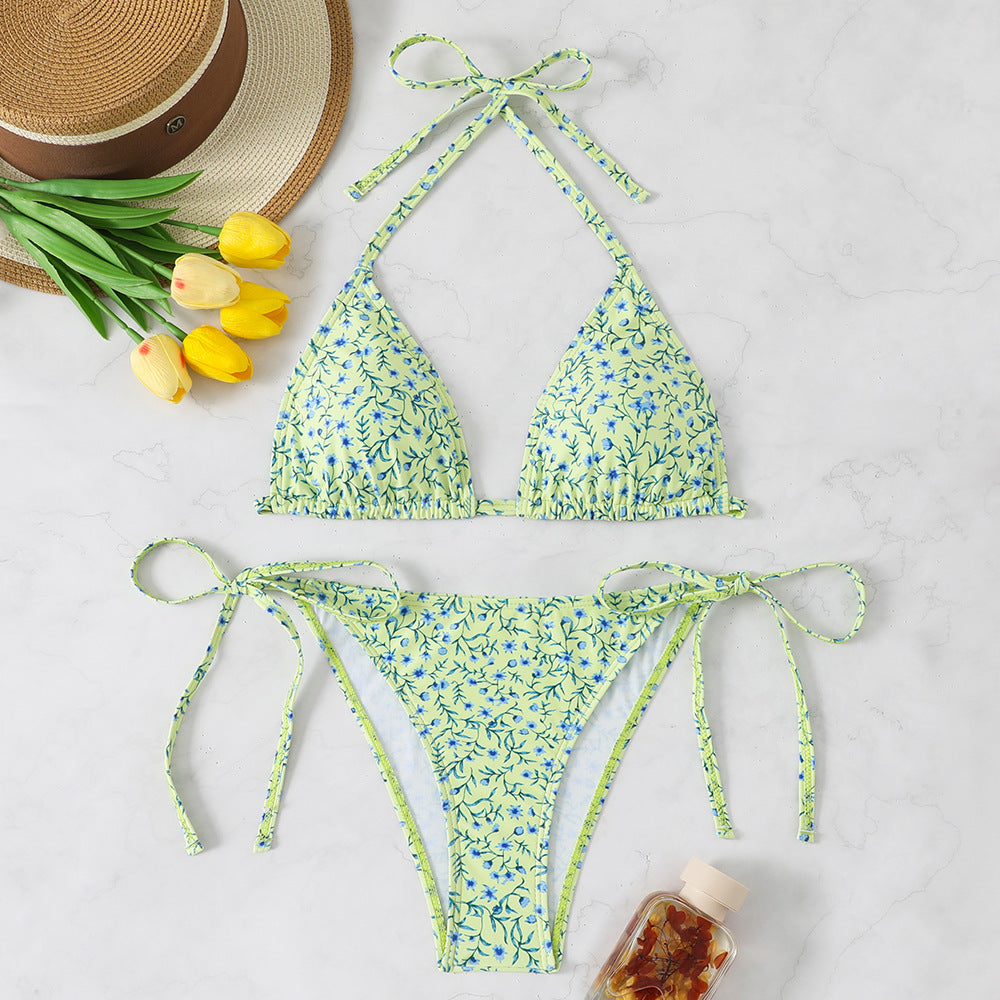 Damen Blumenmuster Triangel-Bikini Drune
